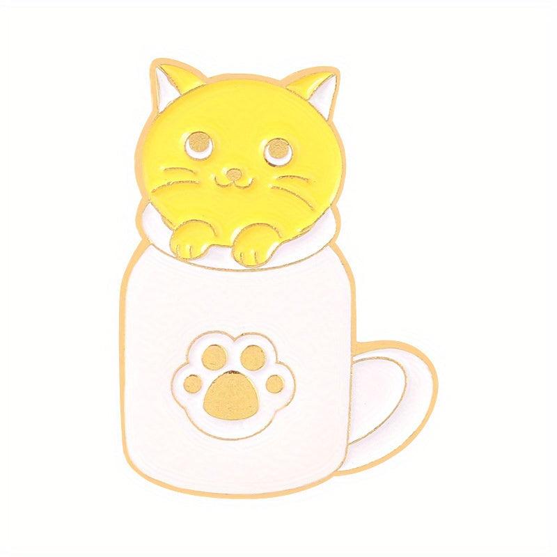 Coffee Cat Brooch Backpacks Jackets Hats Scarves Pants Badges