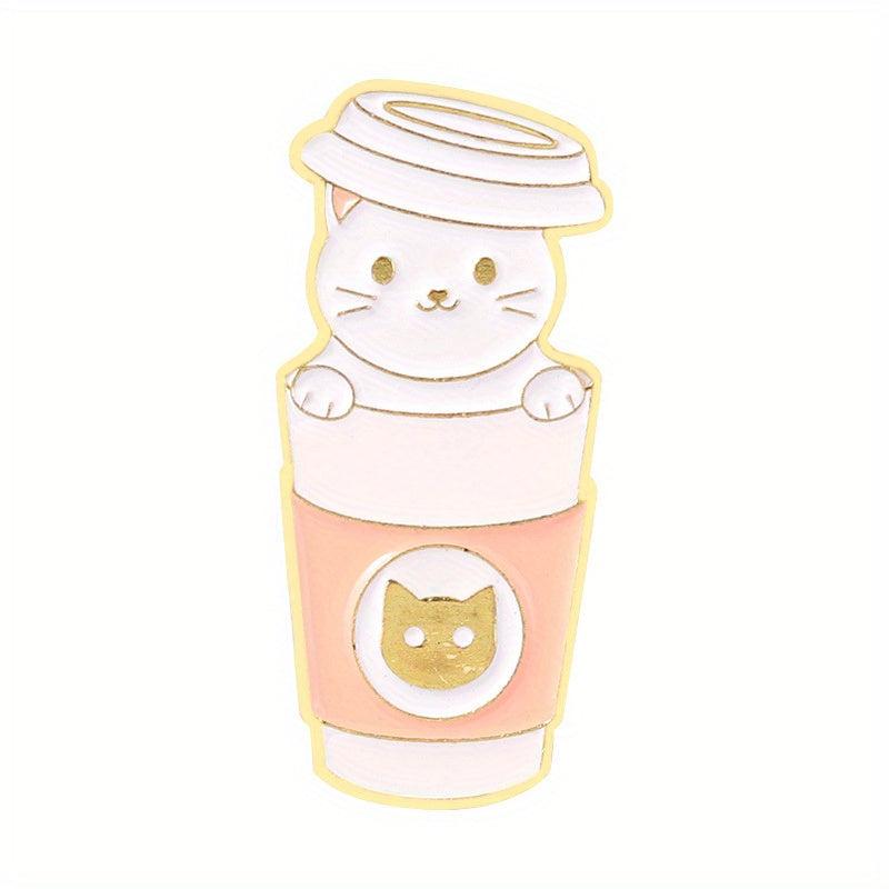 Coffee Cat Brooch Backpacks Jackets Hats Scarves Pants Badges