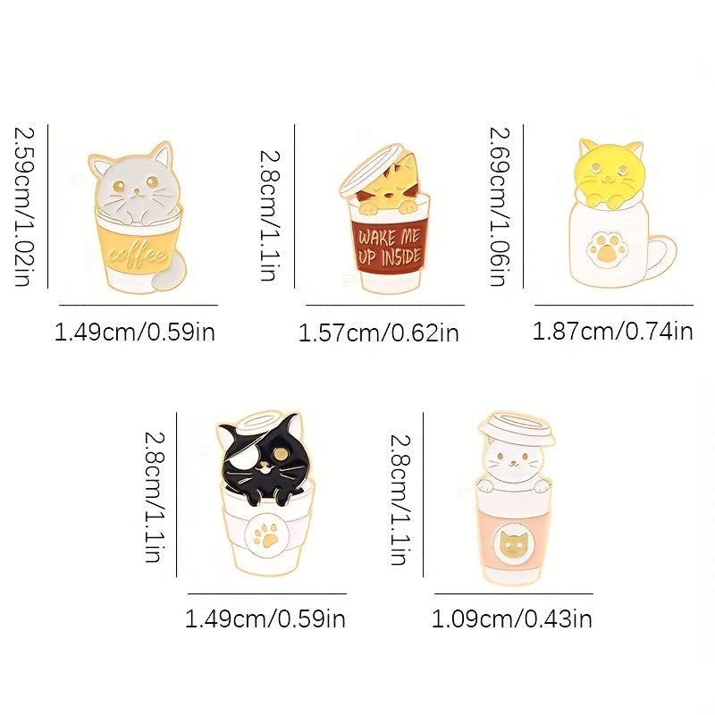 Coffee Cat Brooch Backpacks Jackets Hats Scarves Pants Badges