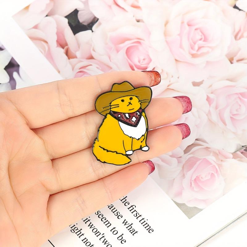Creative Denim Cat Brooch for Men