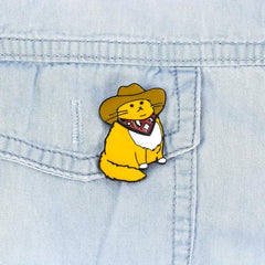Creative Denim Cat Brooch for Men