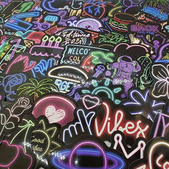 100pcs Neon Graffiti Sticker Pack Vinyl Waterproof Fun Stickers