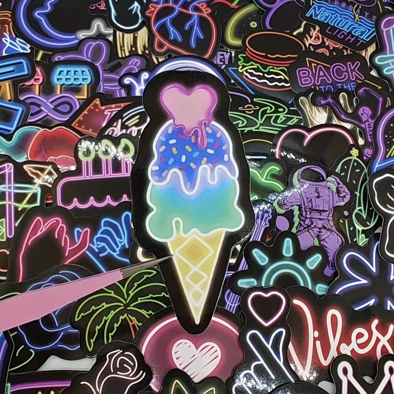 100pcs Neon Graffiti Sticker Pack Vinyl Waterproof Fun Stickers