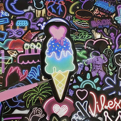 100pcs Neon Graffiti Sticker Pack Vinyl Waterproof Fun Stickers