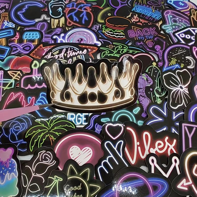 100pcs Neon Graffiti Sticker Pack Vinyl Waterproof Fun Stickers