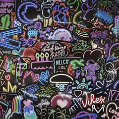 100pcs Neon Graffiti Sticker Pack Vinyl Waterproof Fun Stickers