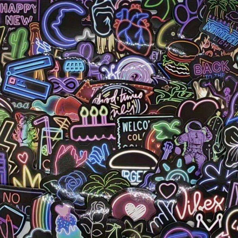 100pcs Neon Graffiti Sticker Pack Vinyl Waterproof Fun Stickers