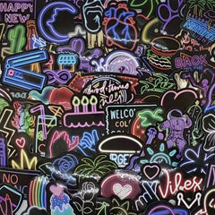 100pcs Neon Graffiti Sticker Pack Vinyl Waterproof Fun Stickers