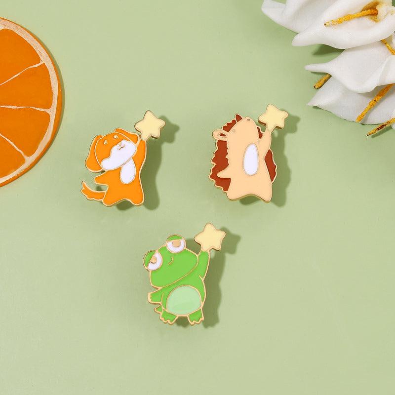 Frog Brooch Picking Stars Animal Brooch For Men