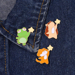 Frog Brooch Picking Stars Animal Brooch For Men