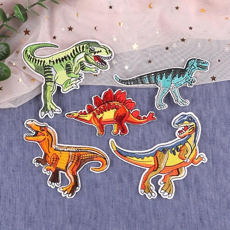 5pcs Dino Embroidery Patches DIY Art Decor for Clothes Bag Cap