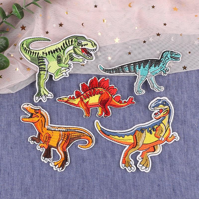 5pcs Dino Embroidery Patches DIY Art Decor for Clothes Bag Cap