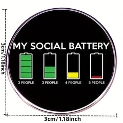 Social Round Brooch for Clothes, Bags & Backpacks