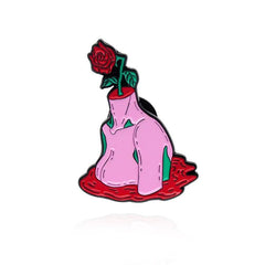Red Rose Heart Red Rose Prayer Hand Red Rose Body Brooch For Men