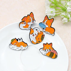 Animal Cat Corgi Raccoon Brooch