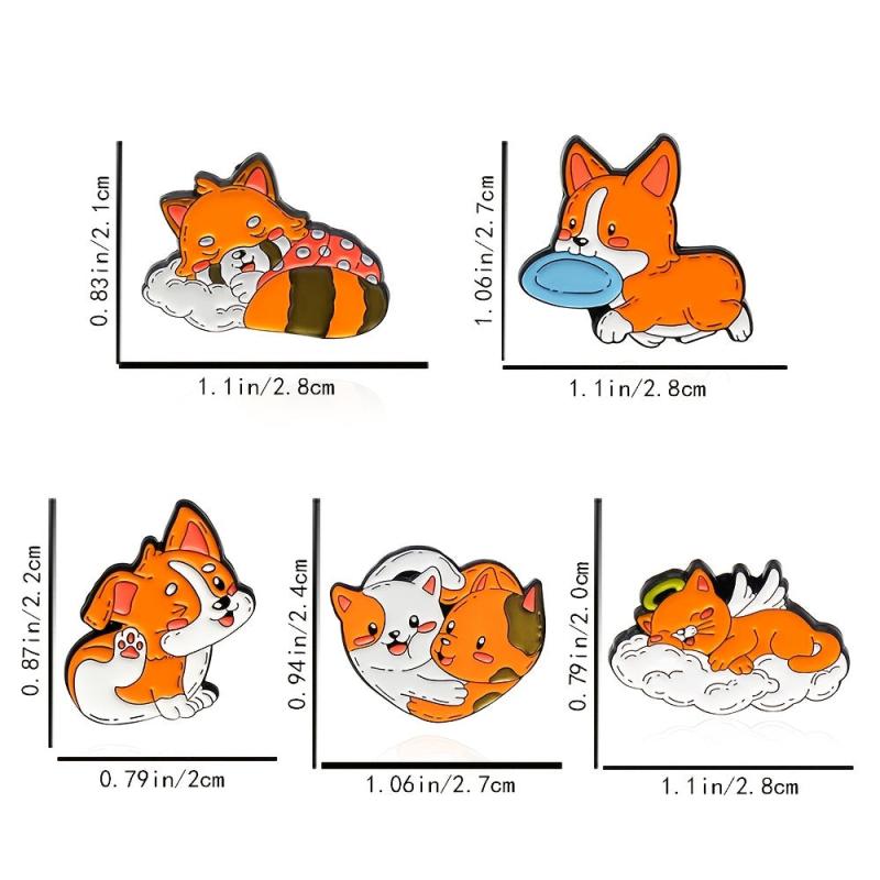 Animal Cat Corgi Raccoon Brooch