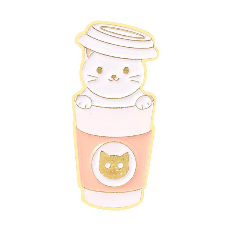 Cat Coffee Brooch Men Creative Pins