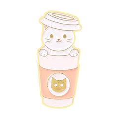 Cat Coffee Brooch Men Creative Pins