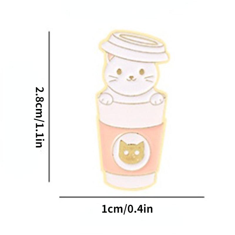 Cat Coffee Brooch Men Creative Pins