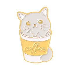 Cat Coffee Brooch Men Creative Pins