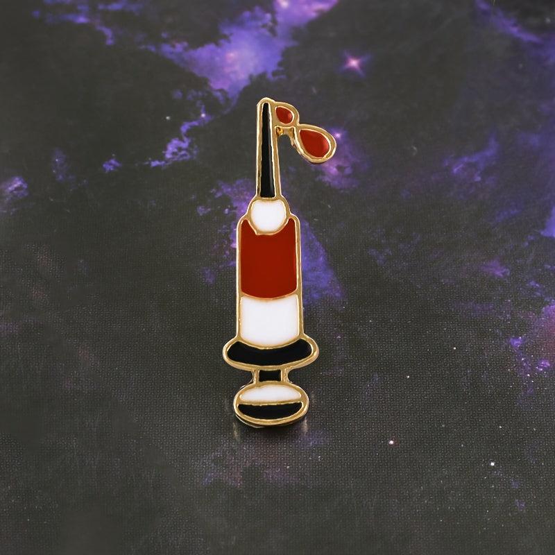 Red Syringe Brooch Zinc Alloy Medical Pin