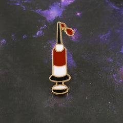Red Syringe Brooch Zinc Alloy Medical Pin