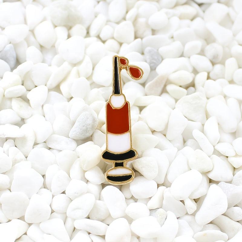 Red Syringe Brooch Zinc Alloy Medical Pin