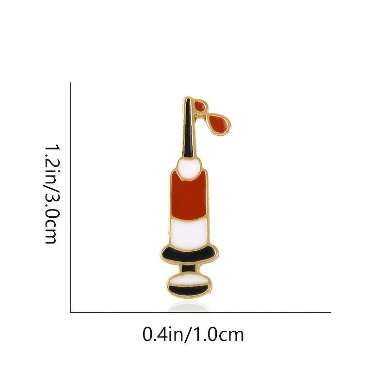Red Syringe Brooch Zinc Alloy Medical Pin