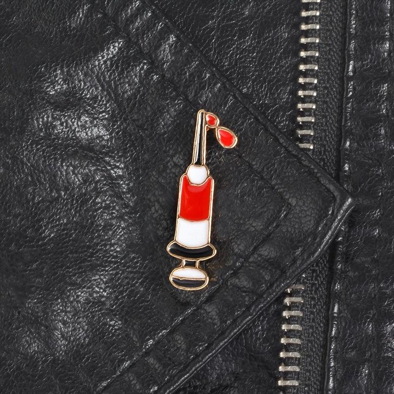 Red Syringe Brooch Zinc Alloy Medical Pin