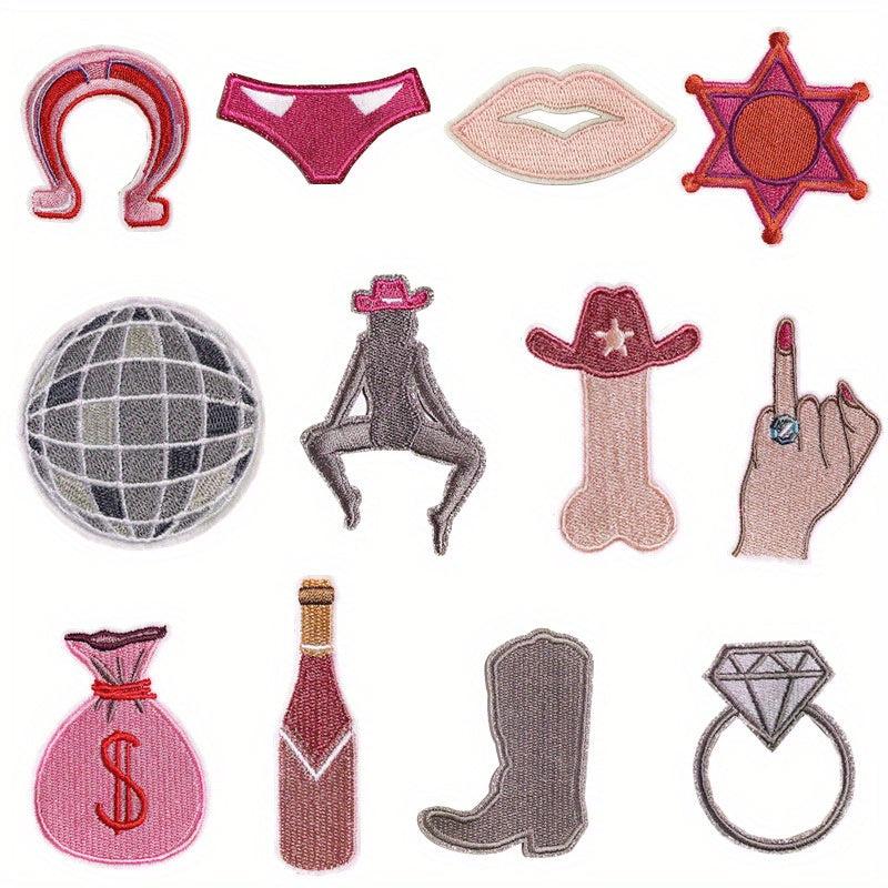 12pcs Cowgirl Iron On Patches Sew On Embroidered Applique Repair Patch