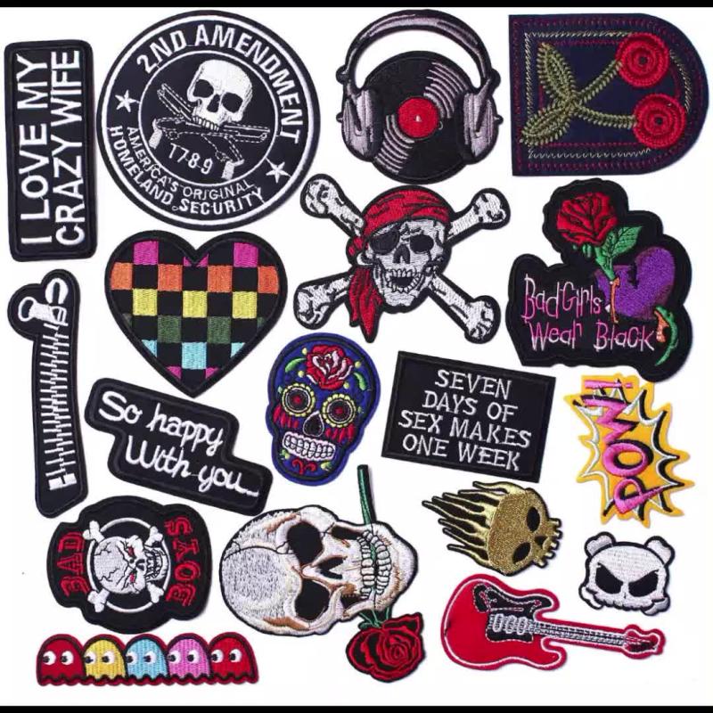 18pcs Embroidered Punk Style Cloth Patches Stickers DIY Decorative Patches