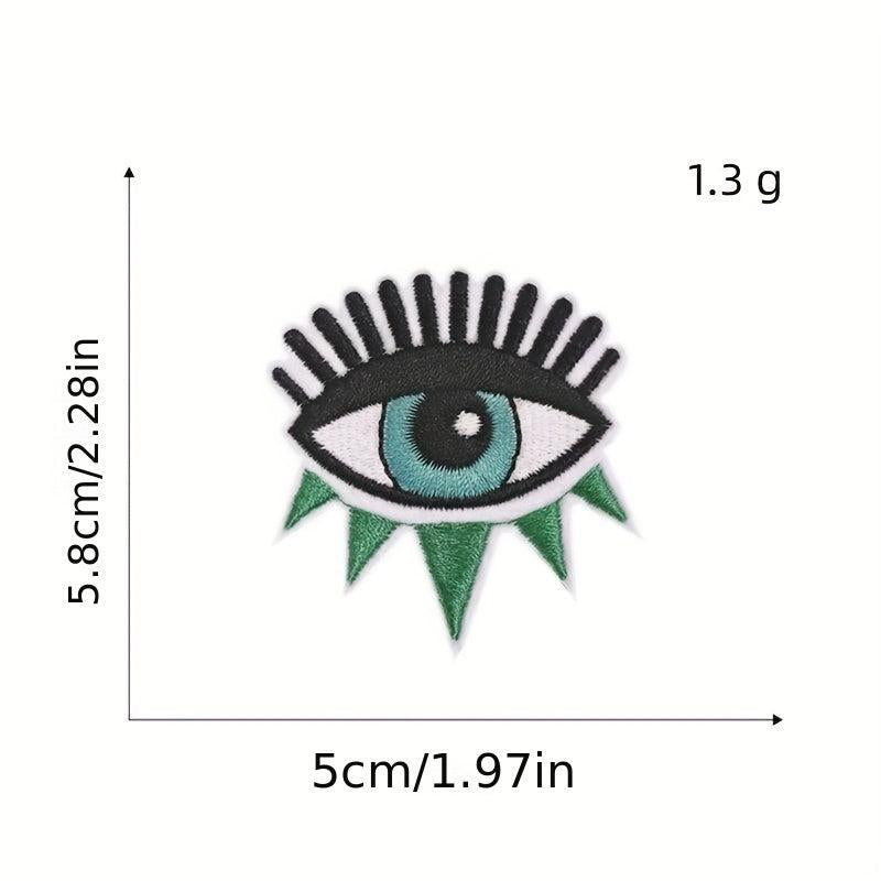 9pcs Devil's Eye Iron On Patches For Men Sew On Embroidered Applique