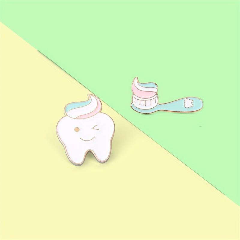 Teeth Toothbrush Enamel Brooch Pin Cartoon Lapel Pin