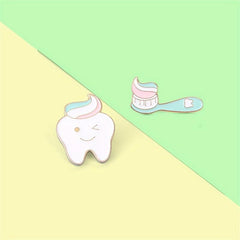 Teeth Toothbrush Enamel Brooch Pin Cartoon Lapel Pin