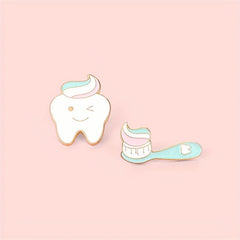 Teeth Toothbrush Enamel Brooch Pin Cartoon Lapel Pin