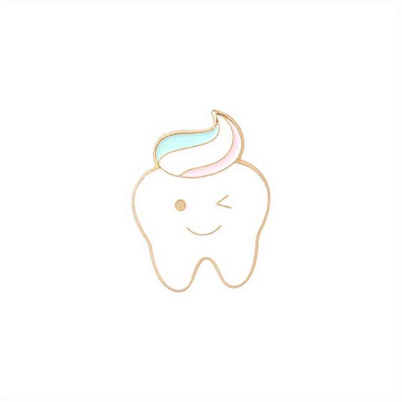 Teeth Toothbrush Enamel Brooch Pin Cartoon Lapel Pin