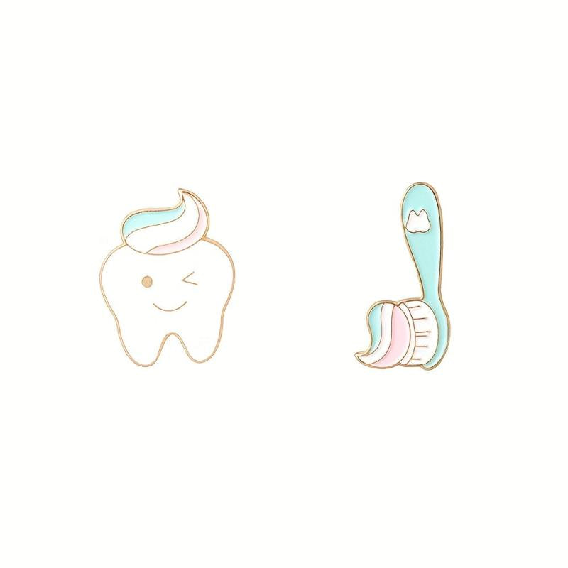 Teeth Toothbrush Enamel Brooch Pin Cartoon Lapel Pin