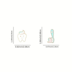 Teeth Toothbrush Enamel Brooch Pin Cartoon Lapel Pin