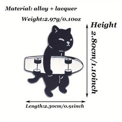 Cartoon Skateboard & Cat Brooch Silk Scarf Buckle Lapel Pin