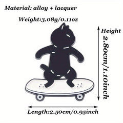 Cartoon Skateboard & Cat Brooch Silk Scarf Buckle Lapel Pin