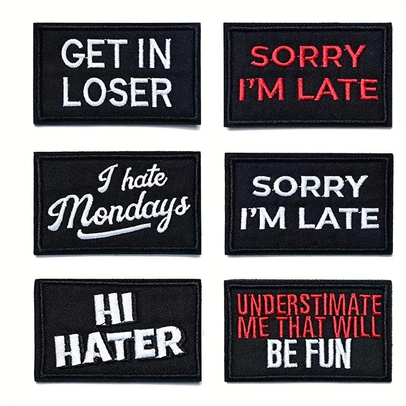 20pcs Red Letter Badge Cartoon Stickers Embroidered Chapter Patch Cloth Stickers