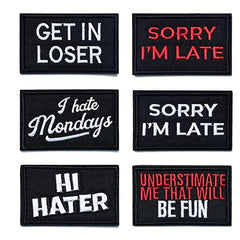 20pcs Red Letter Badge Cartoon Stickers Embroidered Chapter Patch Cloth Stickers