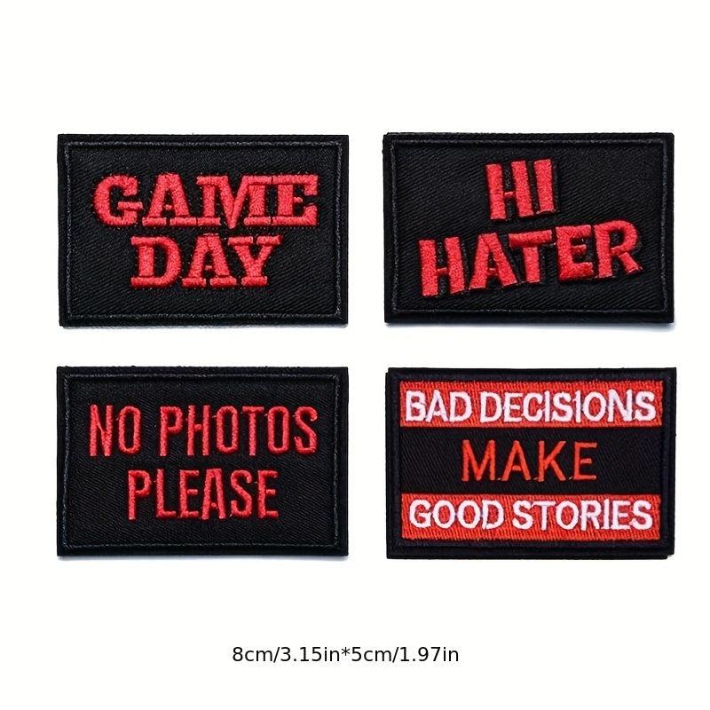 20pcs Red Letter Badge Cartoon Stickers Embroidered Chapter Patch Cloth Stickers