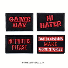 20pcs Red Letter Badge Cartoon Stickers Embroidered Chapter Patch Cloth Stickers