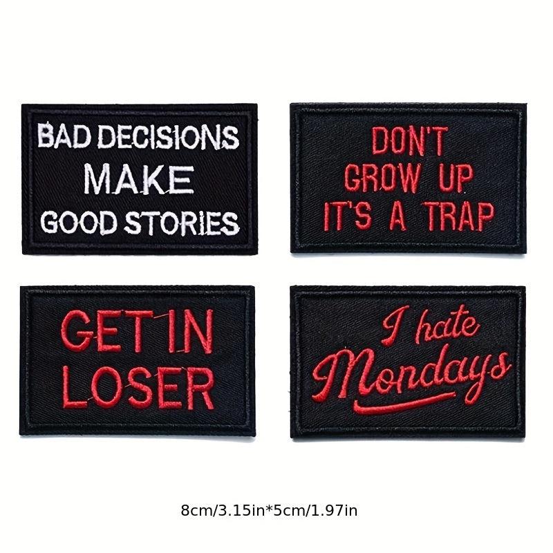 20pcs Red Letter Badge Cartoon Stickers Embroidered Chapter Patch Cloth Stickers