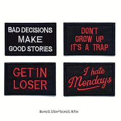 20pcs Red Letter Badge Cartoon Stickers Embroidered Chapter Patch Cloth Stickers