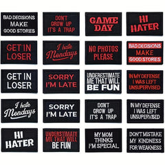 20pcs Red Letter Badge Cartoon Stickers Embroidered Chapter Patch Cloth Stickers