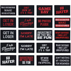 20pcs Red Letter Badge Cartoon Stickers Embroidered Chapter Patch Cloth Stickers