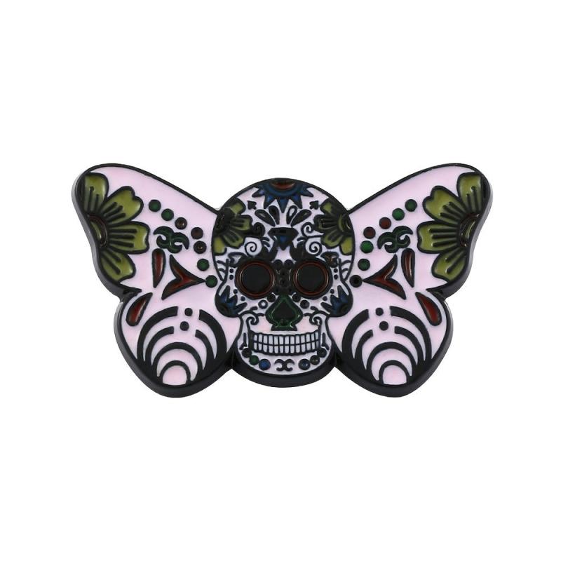 Men's Moth Skull Novelty Brooch