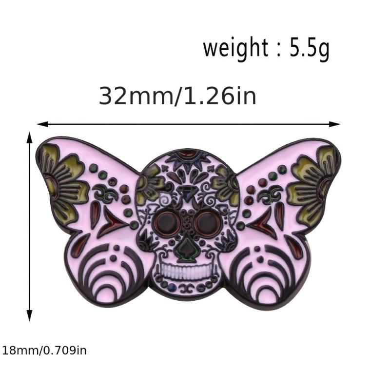 Men's Moth Skull Novelty Brooch